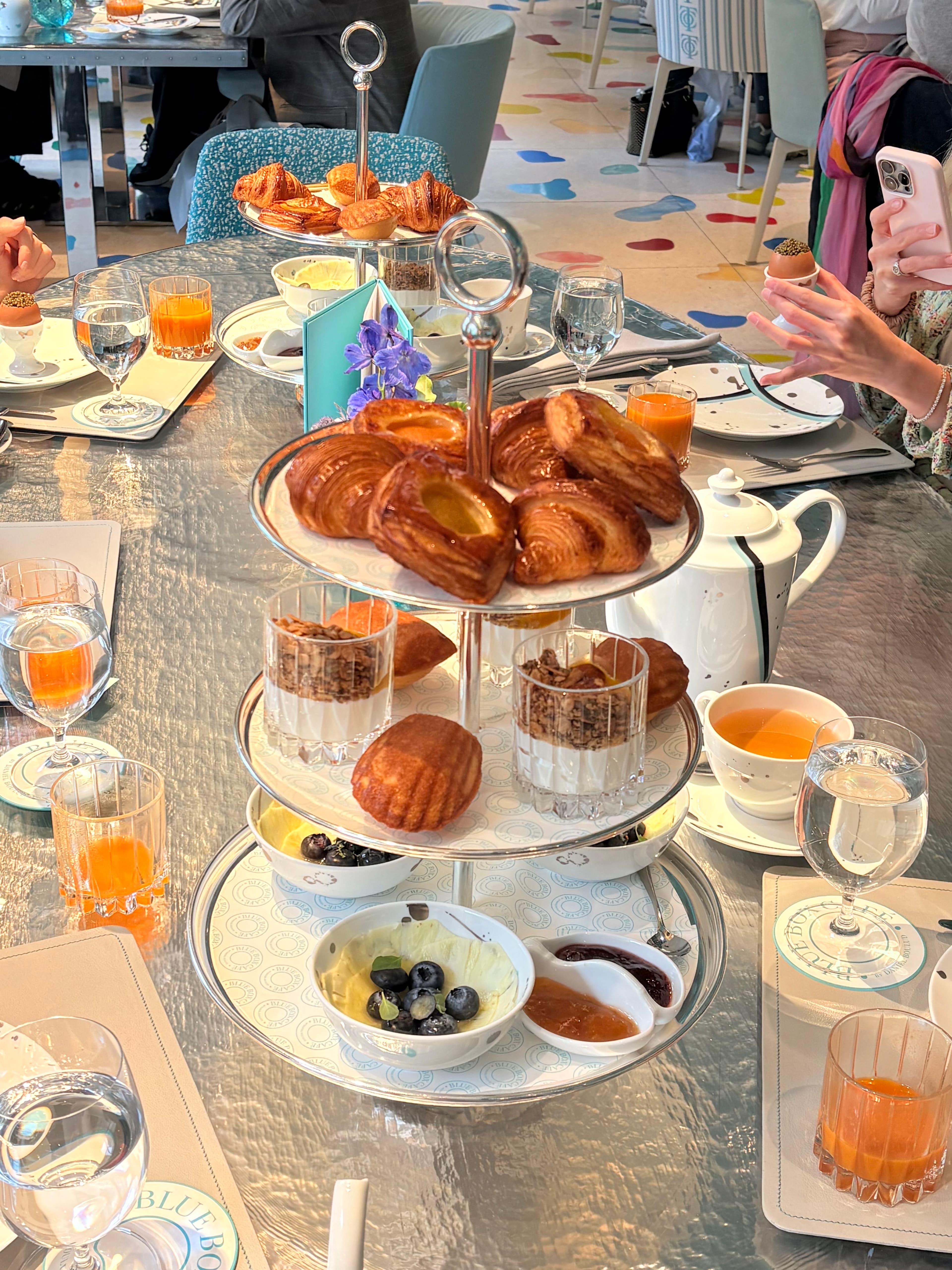 Breakfast spread at the Blue Box Café